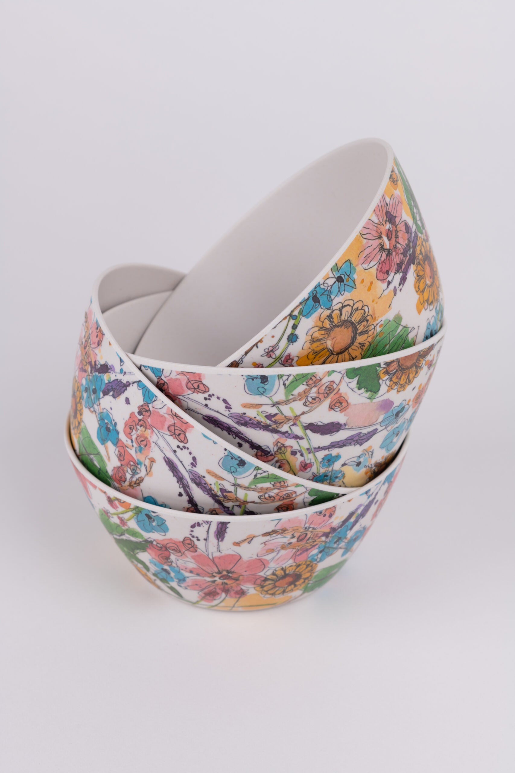 ensaladera y cuencos a juego flores