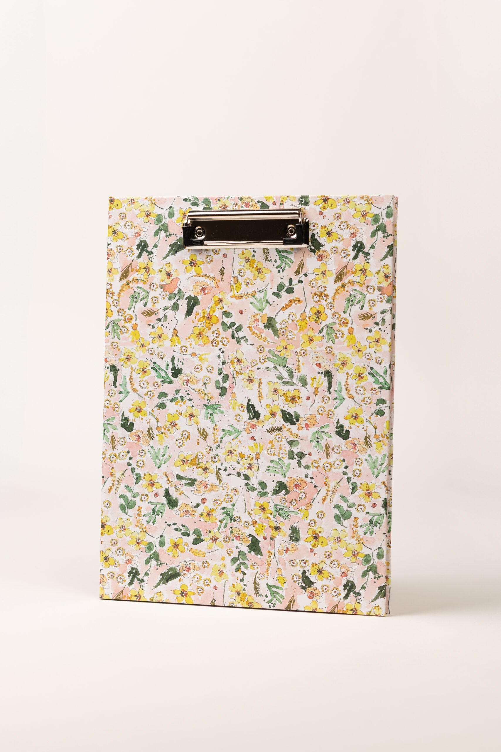 Carpeta con bloc de notas con estampado de flores de verbena.