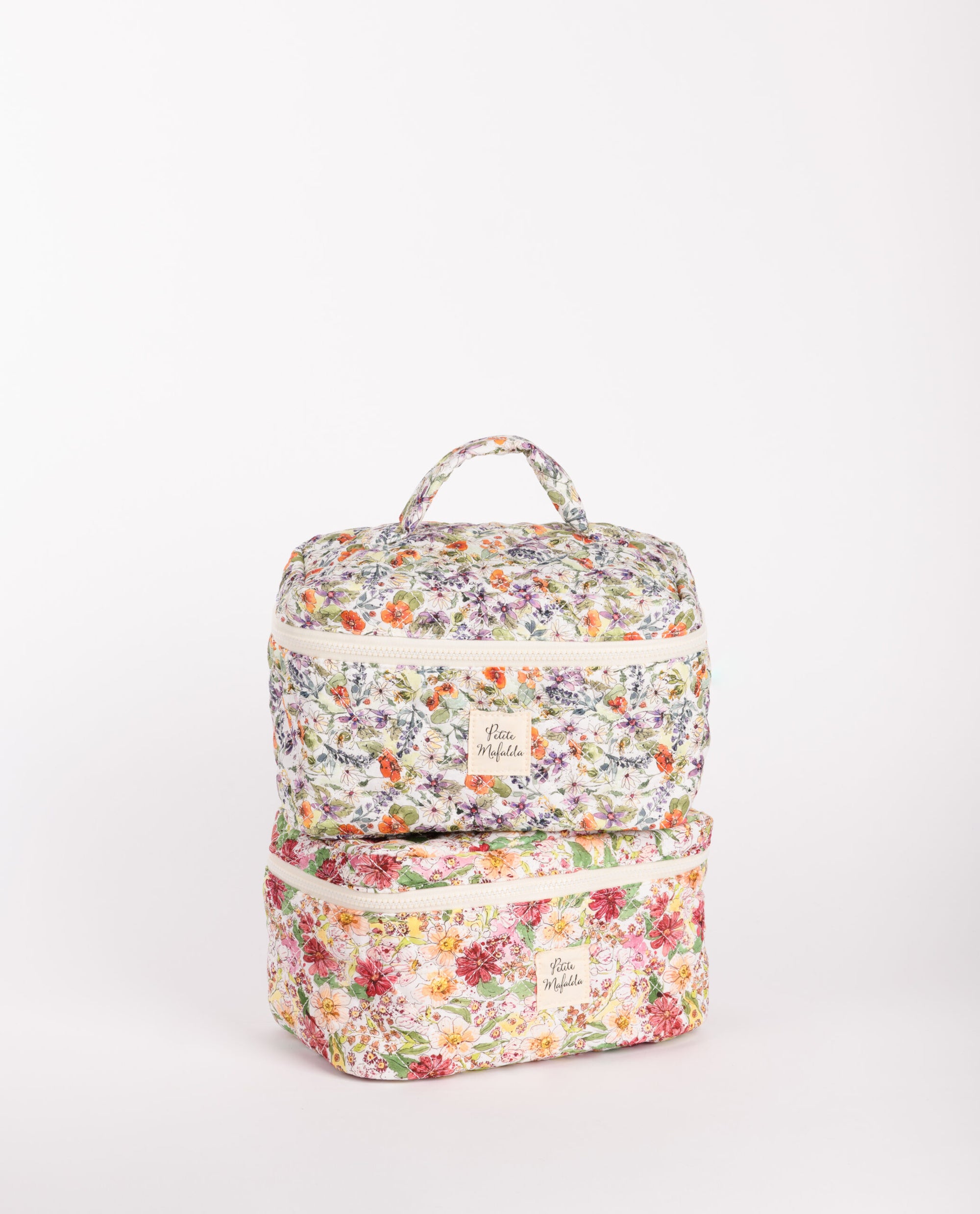 Neceser acolchado flores grande